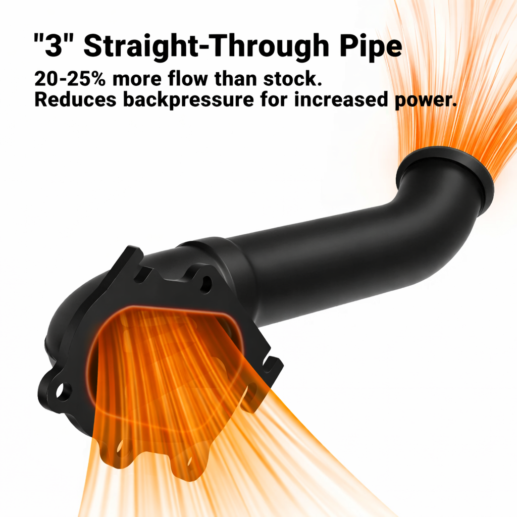3 inch straight through downpipe airflow more flow than stock for LB7 Duramax