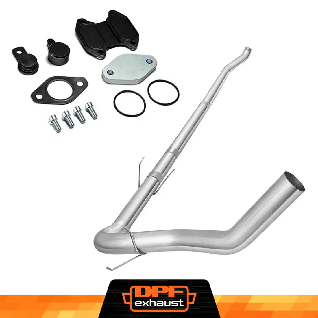 5 inch cab-and-chassis DPF exhaust with black EGR delete hardware for 2013-2018 Ram 6.7L Cummins 3500 4500 5500