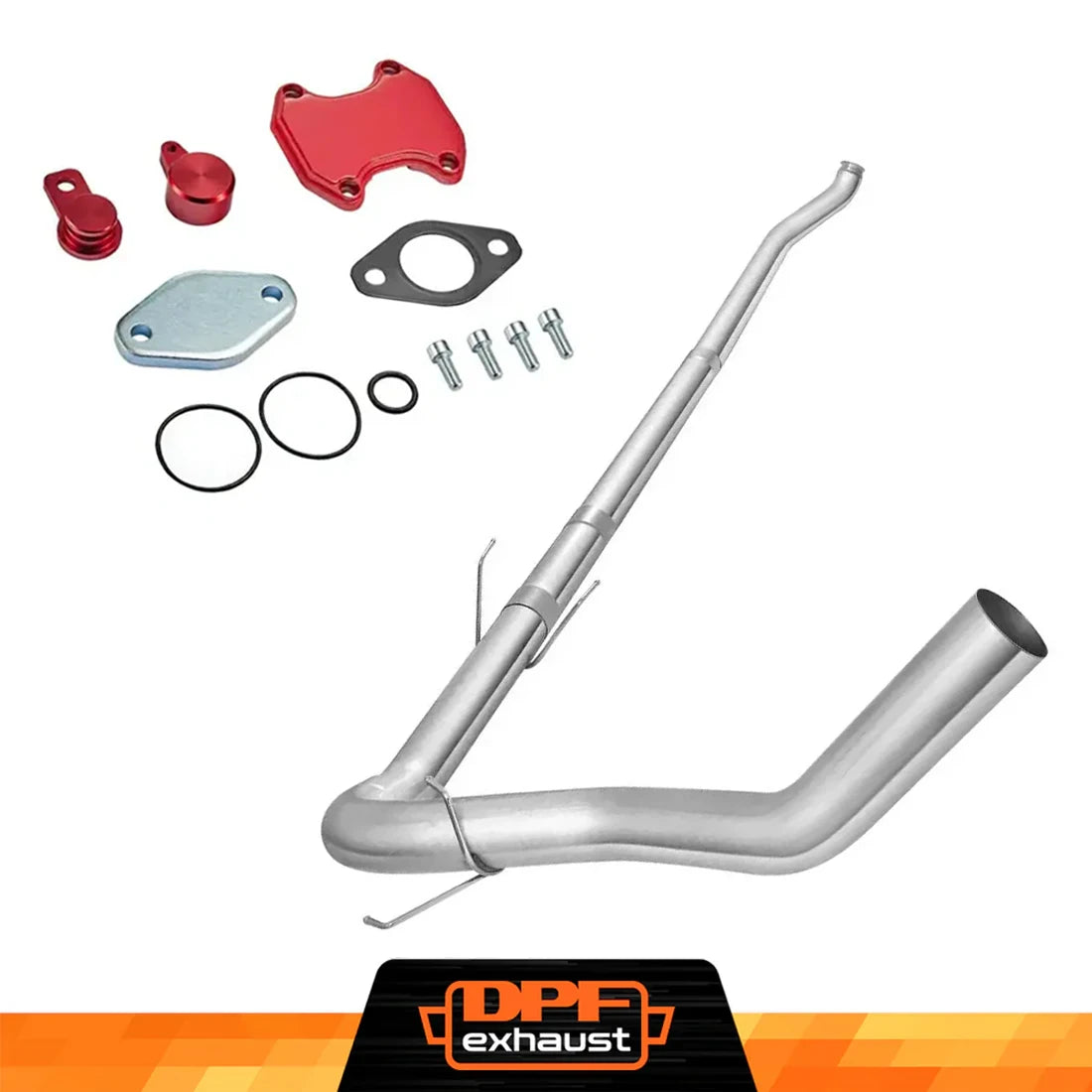 5 inch T-409 stainless steel turbo-back exhaust with red EGR delete kit for 2013-2018 Ram 6.7L Cummins Cab & Chassis