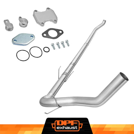 5 inch T-409 stainless steel turbo-back exhaust with silver EGR delete kit for 2013-2018 Ram 6.7L Cummins Cab & Chassis