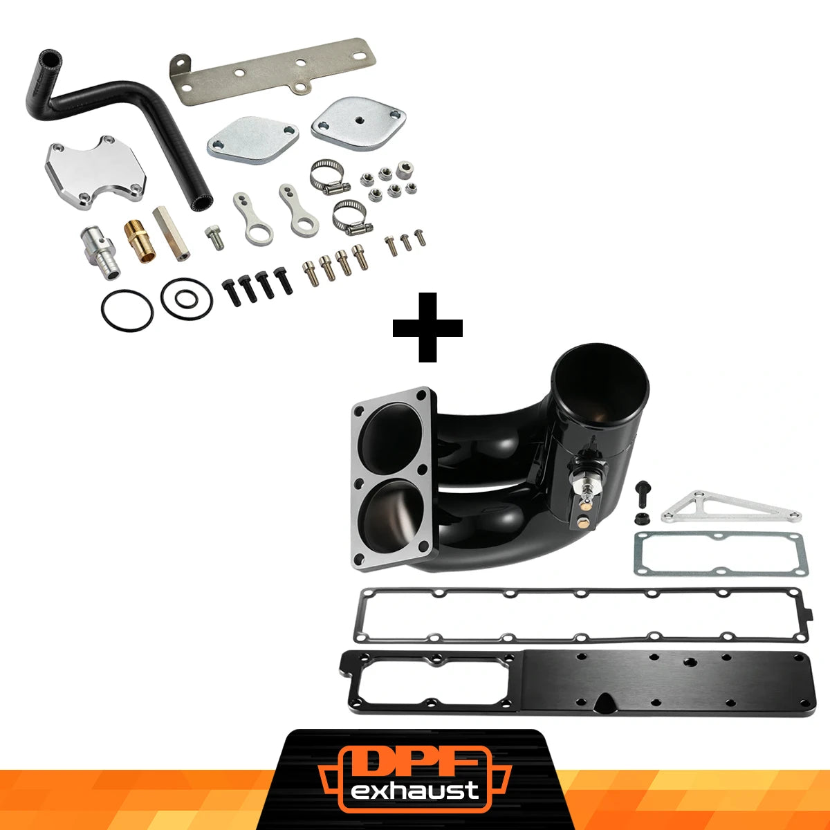 Black intake manifold, grid-heater delete plate and EGR kit for 2010-2018 Ram 6.7L Cummins