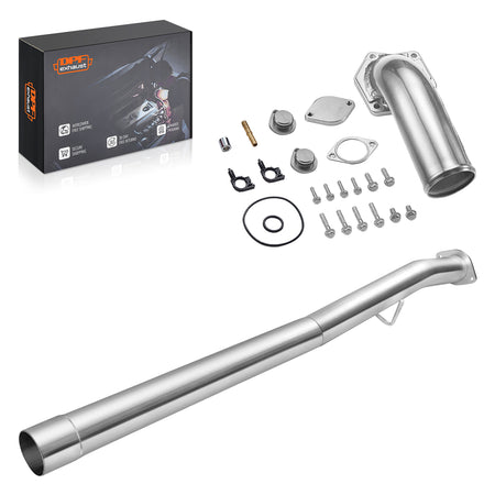 DPF/EGR Delete Kit for 2008-2010 Ford F250/F350/F450 6.4L Powerstroke, Silver / 4" DPF Race