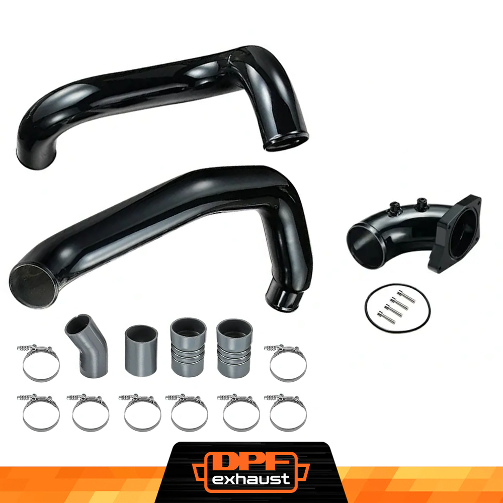 6.0L Powerstroke 2003-2007 intercooler pipe with black intake elbow - 2006 f250 intercooler pipe upgrade kit