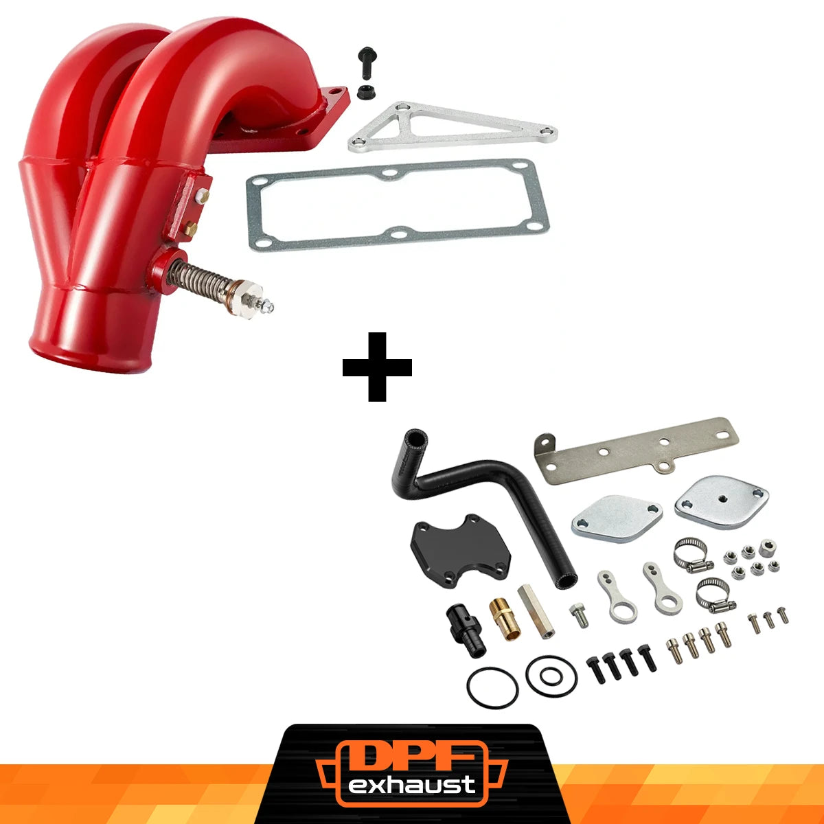 Red 3.5 inch intake manifold with EGR delete kit for 2010-2018 Ram 6.7L Cummins