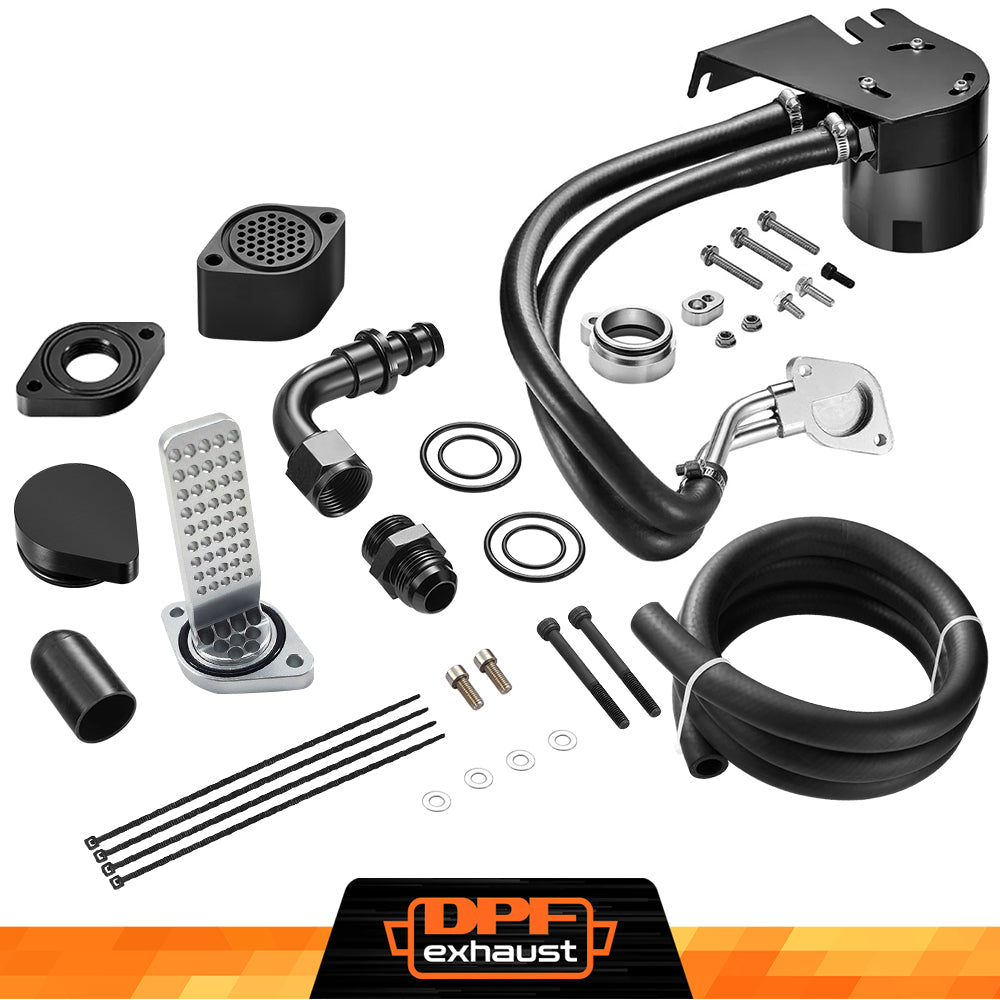Upgraded CCV Reroute with Internal and External Catch Can for 6.7 Powerstroke - DPFexhaust.com