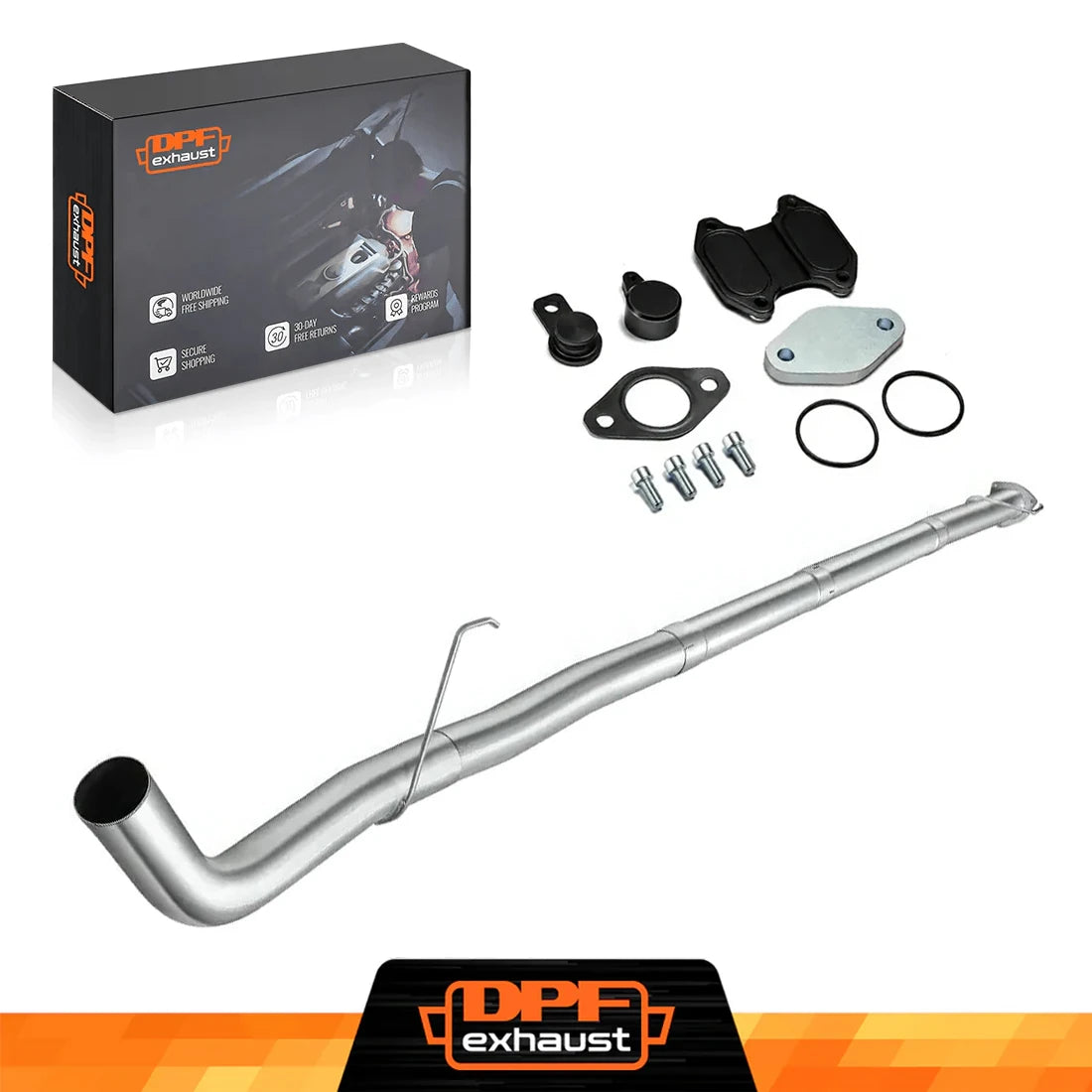 4 inch aluminized steel downpipe-back exhaust with black EGR delete kit for 2013-2018 Ram 6.7L Cummins Cab & Chassis
