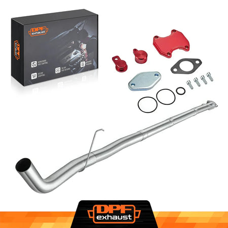 4 inch aluminized steel downpipe-back exhaust with red EGR delete kit for 2013-2018 Ram 6.7L Cummins Cab & Chassis
