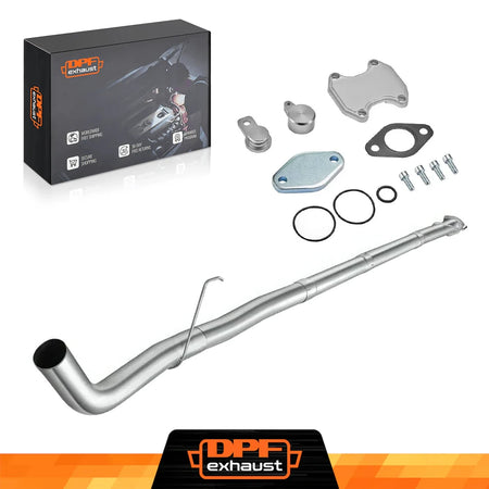 4 inch aluminized steel downpipe-back exhaust with silver EGR delete kit for 2013-2018 Ram 6.7L Cummins Cab & Chassis